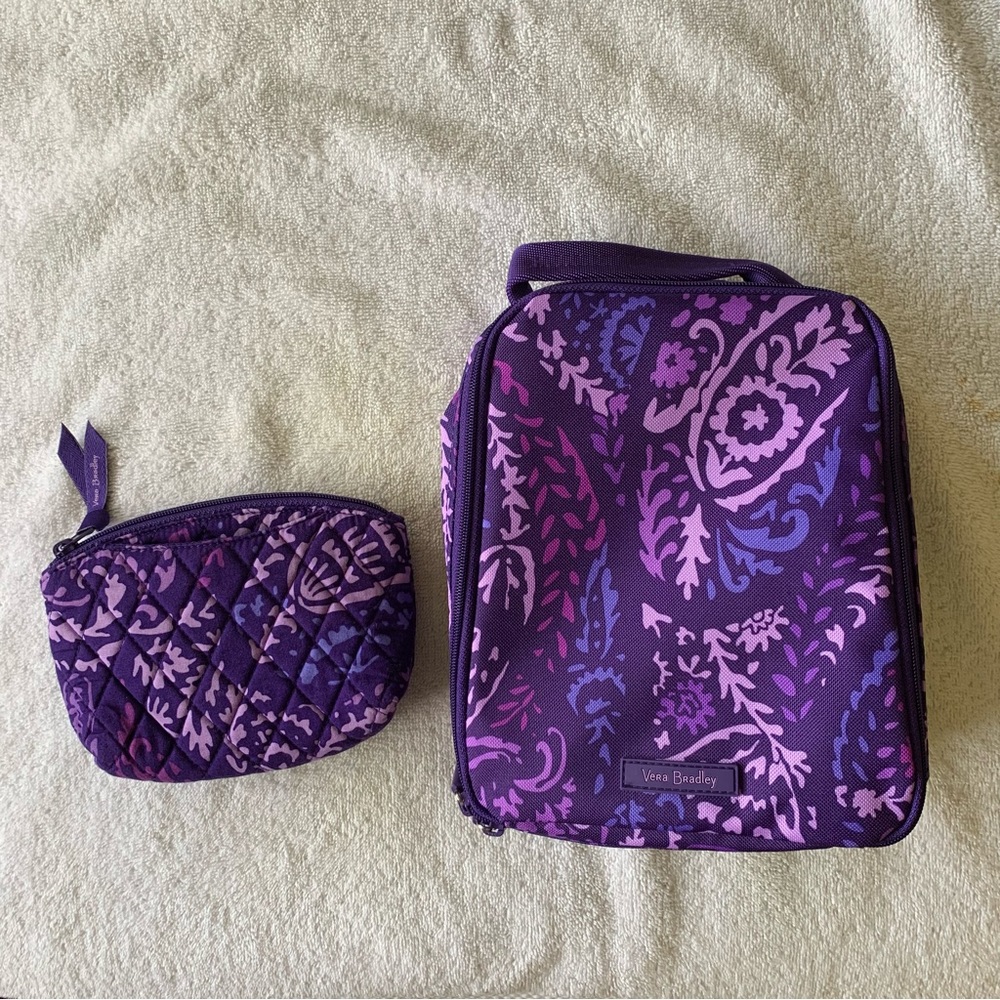 Purple paisley Vera Bradley lunch bag & mini bag.